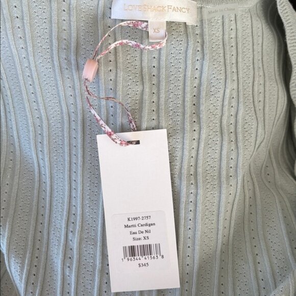 NWT LoveShackFancy Martti Stretch Pointelle Cardigan Eau De Nil Green | XS - Picture 9 of 11